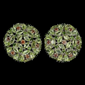 925 Sterling Silver Earrings Marquise Peridot Chrome Diopside Sapphire Gemstone - Picture 1 of 13