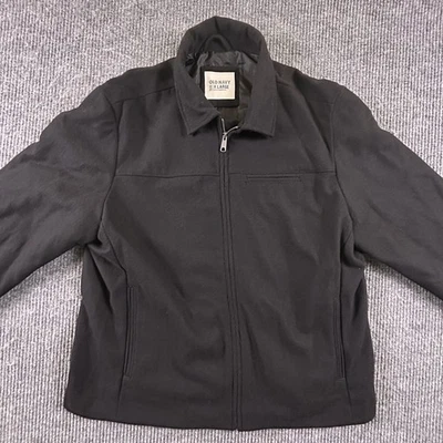 Old Navy Wool Blend Jacket Mens XL Black Full Zip Long Sleeve Collared Casual - Image 1 of 4