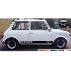 STICKER LIP STRIPE SET MINI COOPER JOHN COOPER CHECKERED RACING GRAPHICS FREE S. - Picture 1 of 5