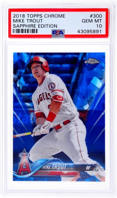 2018 Topps Chrome Sapphire Mike Trout Edition #300 PSA 10 - Image 1 of 2