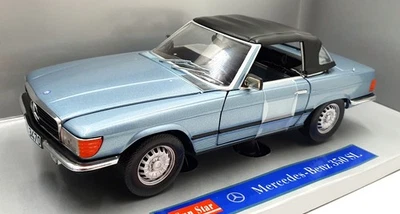 Sun Star 1/18 Scale Diecast 1141 - Mercedes Benz 350 SL Soft Top  - Blue - Image 1 of 4
