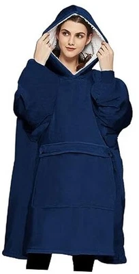  Manta Usable Sudadera con Capucha para Sherpa Todos los Patrones Gran Tamaño Adulto Azul Marino Foto 1 de 4