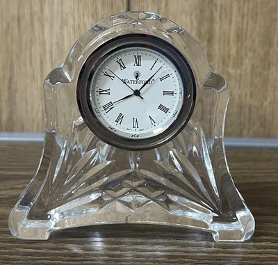 Waterford Crystal Desk Mantel Clock Quartz Roman Numerals Clear Cut Crystal - Image 1 of 4