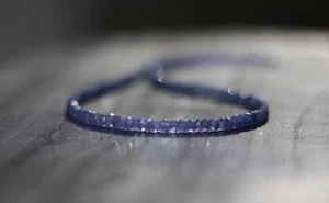 Blue Tanzanite 3-4MM Faceted Rondelle Gemstone Beaded Women Choker Necklaces 24" - Picture 1 of 8