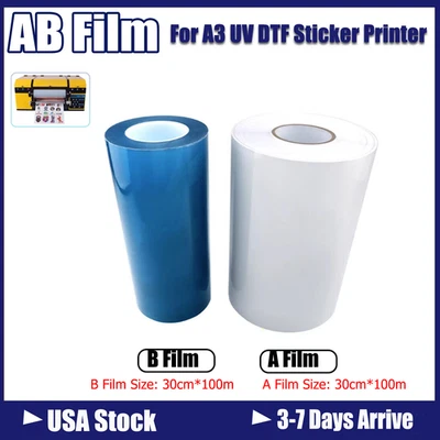 ACHI UV DTF Transfer Sticker AB Film for A3 UV DTF Sticker Printer W30cm L100m