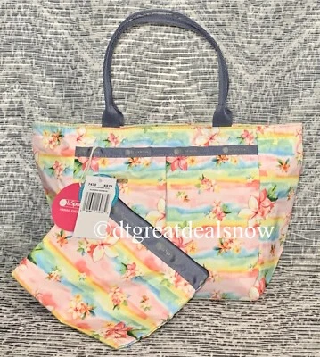 Bolso de Mano LeSportsac Pequeño Everygirl 7470 K879 Hawaii Plumeria Arco Iris P1 Viaje Foto 1 de 4