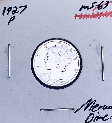 1927-P Philadelphia Mint Mercury Dime, Superb Gem BU+++, RARE This Nice! Cover