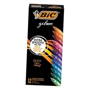 BIC Gelocity Quick Dry Assorted Colors Medium 12 Count (Pack of 1) Gel Pens - Picture 1 of 7
