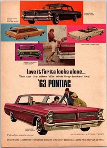 Anuncio impreso Pontiac Parisienne 1963 sedán deportivo convertible Tempest 5,5 x 7,5 - Imagen 1 de 1