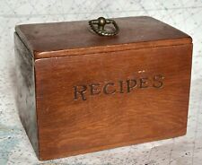 ✨ Vintage Rustic Primitive Kitchen Farmhouse Recipe Box Wood Brass Trinket Box ✨
