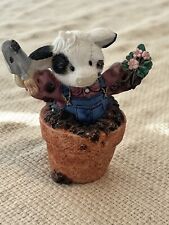 1996 Enesco Mary's Moo Moos "Peek-A-Moo"  Cow Figurine # 207136 - Flower Pot