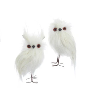 White Furry Owls Ornaments  - Picture 1 of 3