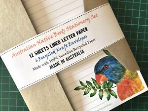 ECO STATIONERY SET LETTER WRITING Set RECYCLED Paper ENVELOPES Australian BIRDS