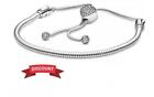 Pandora Moments heart  sterling silver snake chain slider bracelet