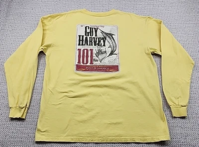 Guy Harvey Mens Shirt XL Yellow Proudly Southern 101 Proof Boat Marlin Fishing - Image 1 of 4