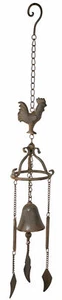 Cast Iron Rustic Chicken Rooster Hanging Garden Patio Bell Wind Chime Decor - Picture 1 of 9