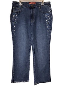 Vintage Y2K Jeans Damen 16 Perlen bestickt Stretch blau gerade Cosmopolitan - Bild 1 von 16