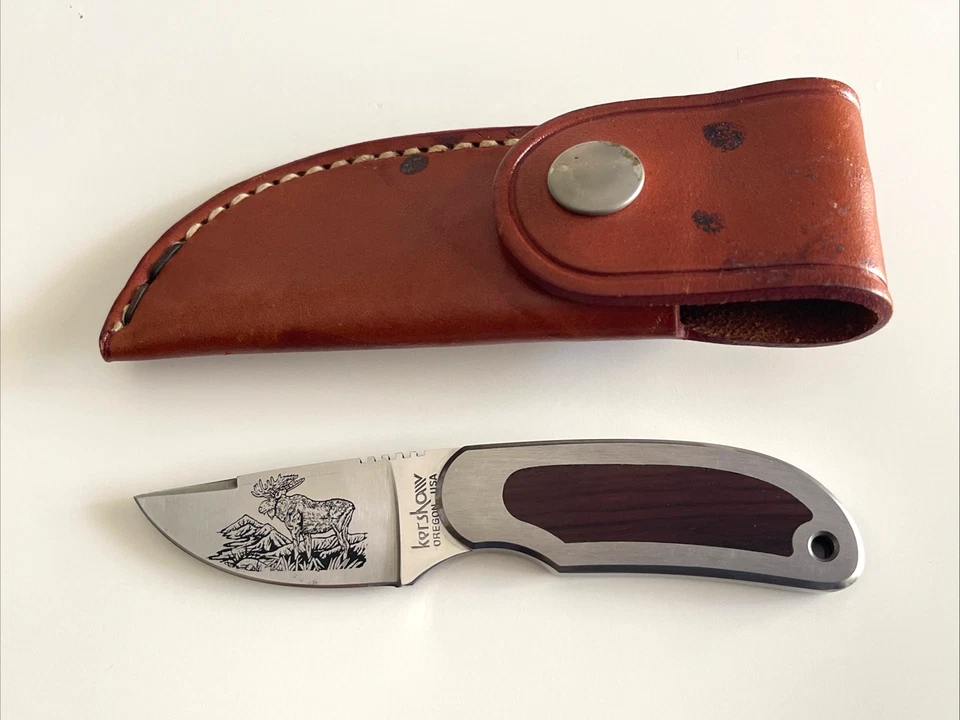Kershaw 2220 Li'l Skinner 1 Moose Fixed Blade Hunting Knife Sheath Japan 1980 - Image 1 of 4