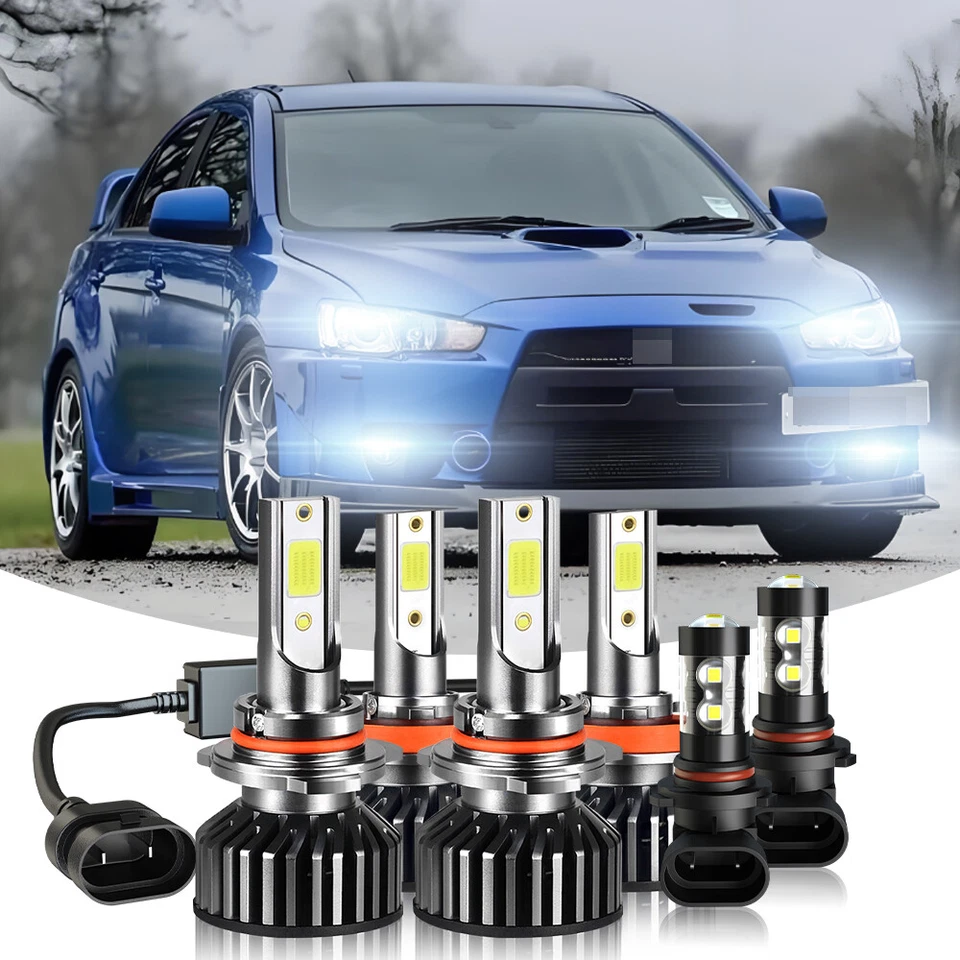 For Mitsubishi Lancer 2008-2017 6x Upgrade LED Headlight +Fog Light Bulbs kit - Image 1 of 4