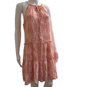 Anthropologie Drew Mini Dress Womens Sz  S Pink/Floral  Tiered Halter Neck NEW - Picture 1 of 22