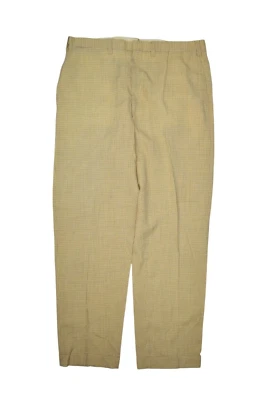 Vintage Trousers Mens 34x29 Wool Yellow Plaid 70s Rockabilly Lightweight Relaxed - Image 1 of 4