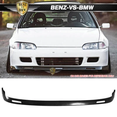 Fits 92-95 Honda Civic BYS Style Unpainted Black Front Bumper Lip Spoiler PU — 第 1/4 张图片