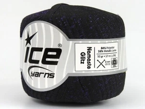 Namaste Glitz Ribbon Yarn 81391 Black Purple Metallic Ice Yarns 50gr 50y 1/4"wd - Picture 1 of 3