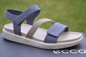 ECCO BNIB Ladies Flat Sandals FLOWT Navy Leather UK 6.5-7 / EU 40 RRP £100 - Picture 1 of 8