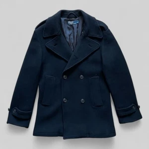 Polo Ralph Lauren Men’s Black Wool Double-Breasted Pea Coat – Size L - Picture 1 of 15