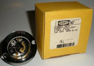ELECTRICAL 7467 15A 125V HUBBELL TWIST LOCK ML-1R FLANGED INLET 2P 2 WIRE NEW - Picture 1 of 3