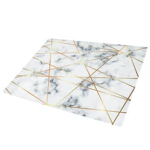 Black White Gold Geometric Glass Chopping Board Kitchen Worktop Saver - Afbeelding 1 van 4