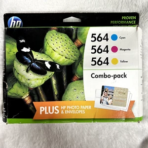 NEW SEALED HP 564 Cyan/ Magenta/ Yellow Combo Pack Plus Photo Paper & Envelopes - Picture 1 of 6
