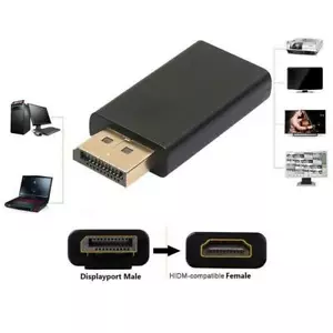 Display Port to HDMI-compatible Male Female Adapter Converter BlackUS - Picture 1 of 12