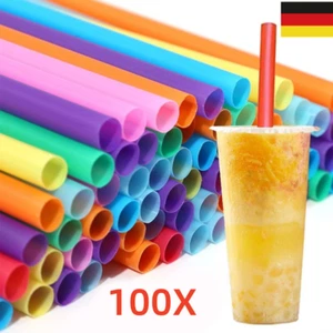 100 X Extra Breite Jumbo Smoothie Strohhalme Milkshake Boba Einweg-Strohhalme DE - Picture 1 of 11