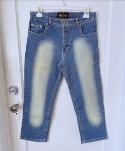 ZENAN TALLA 32 6 7 (?) ADORABLES JEANS DE MEZCLILLA AZUL RECORTADOS - Imagen 1 de 4