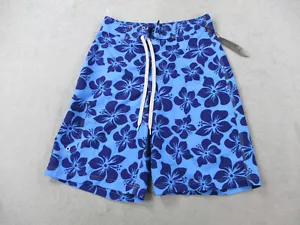 VINTAGE Roundtree & Yorke Swim Trunks Mens 28 Blue Floral Board Shorts Aloha - Picture 1 of 9