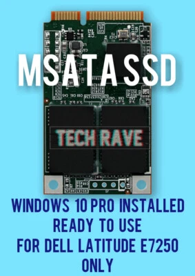 DELL LATITUDE E7250 WINDOWS 10 / 11 PRO INSTALLED REPLACEMENT MSATA SSD + OFFICE - Image 1 of 2