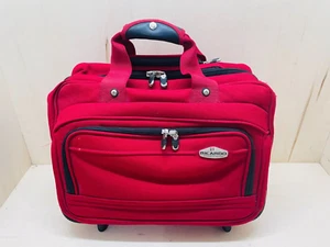 Vintage Ricardo Beverly Hills Santa Cruz Red Luggage Wheeled Tote Travel 17x13x8 - Picture 1 of 13