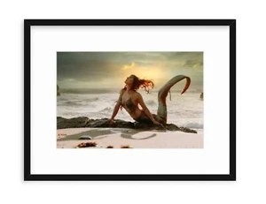 Red Haired Mermaid Poster No Frame Fantasy Sea Decor Coastal Wall Art OceanPrint - Picture 1 of 5