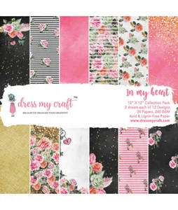 Dress My Craft 12"x12" Paper - In My Heart x24 240gsm Love - Picture 1 of 1