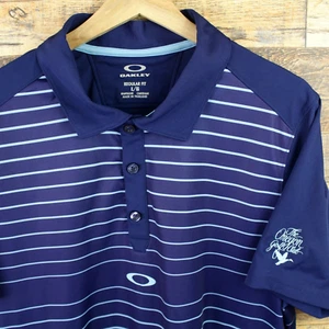 Oakley Mens Golf Polo Shirt Size L Blue Striped Hydrolix Oregon Golf Club - Picture 1 of 6
