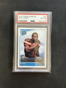 2018 PANINI DONRUSS #308 NICK CHUBB RC RATED ROOKIE PSA 10 - Picture 1 of 2