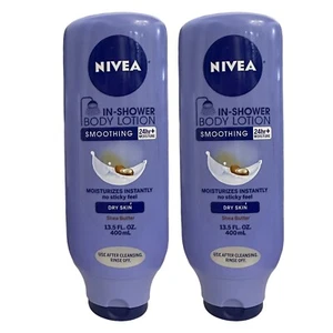 2 Pack Nivea In Shower Body Lotion Smoothing 24hr+ Moisture 13.5 oz Shea Butter - Picture 1 of 8
