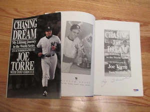 HOFer JOE TORRE signed CHASING the DREAM Book NY YANKEES Induction Stamp PSA - Picture 1 of 4