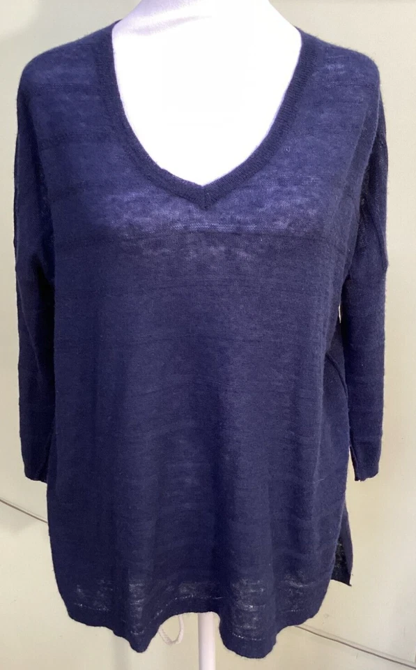 360 Свитер женщин Sz M кашемир легкий синий v-образным вырезом 3/4 рукав свитер - Изображение 1 из 4