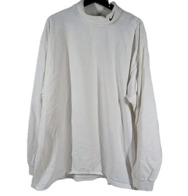 Swoosh Vintage Nike Mock Cuello Alto Blanco Bordado Adulto Talla 2XL Hecho en EE. UU. Foto 1 de 4