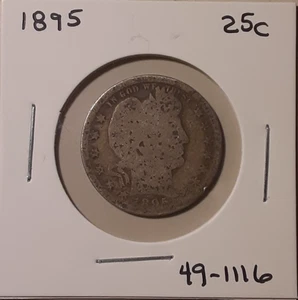 1895 Barber Quarter Philadelphia Mint USA 25c 90% Silber (#49-1116) - Bild 1 von 3