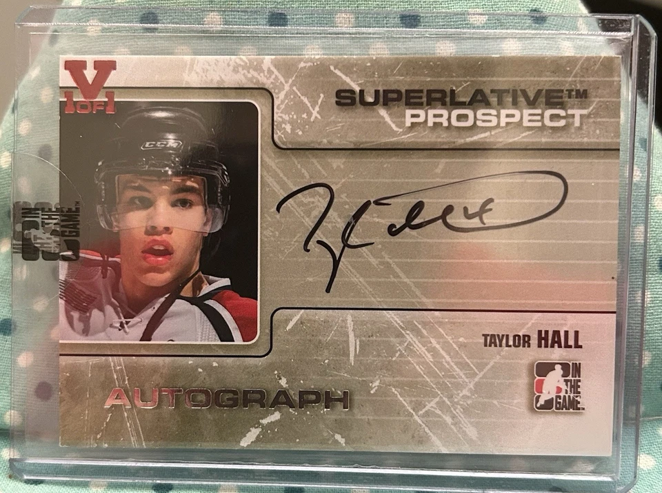TAYLOR HALL 2009 In The Game Superlative Prospect On Card Rookie Auto 1/1 Silver - Image 1 of 2