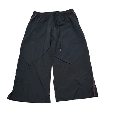 Free Style Pants Womens S Black Flat Front Drawstring High Rise Capri Activewear - Image 1 of 4