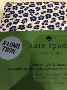 Kate Spade 3 pc Twin XL Floral Leopard Sheet Set 100% Cotton Percale - Picture 1 of 2